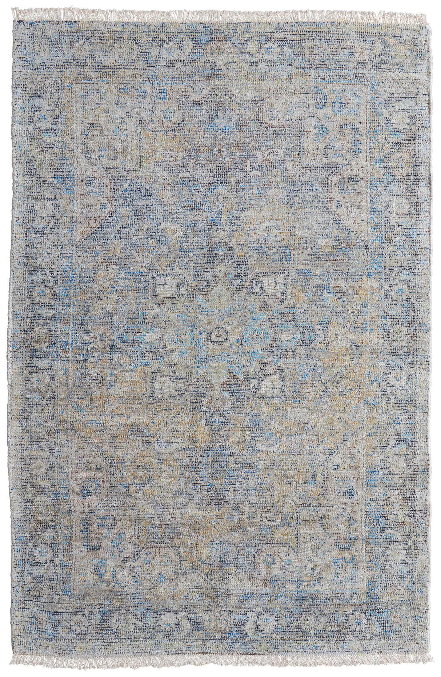 Caldwell Blue and Gray 5' x 7' Wool Area Rug