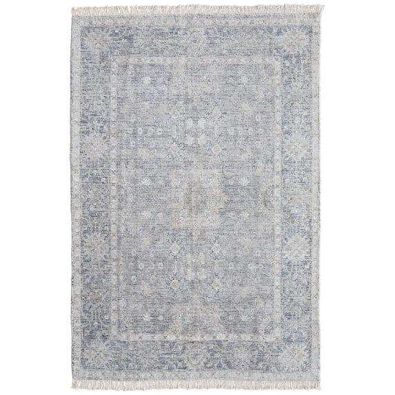 Feizy Caldwell Transitional Distressed, Gray/Blue/Taupe, 2' x 3' Accent Rug Handmade Sheen Bohemian & Eclectic Bordered Design Carpet for Living Dining Bed Room