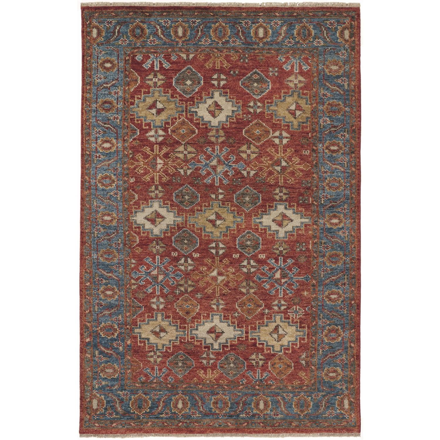 Feizy Carrington Traditional Oriental, Red/Blue/Orange, 8'6" x 11'6" Area Rug Easy Care Stain Resistant Kid Friendly Vintage Bordered Floor Rug for Living room Bedroom