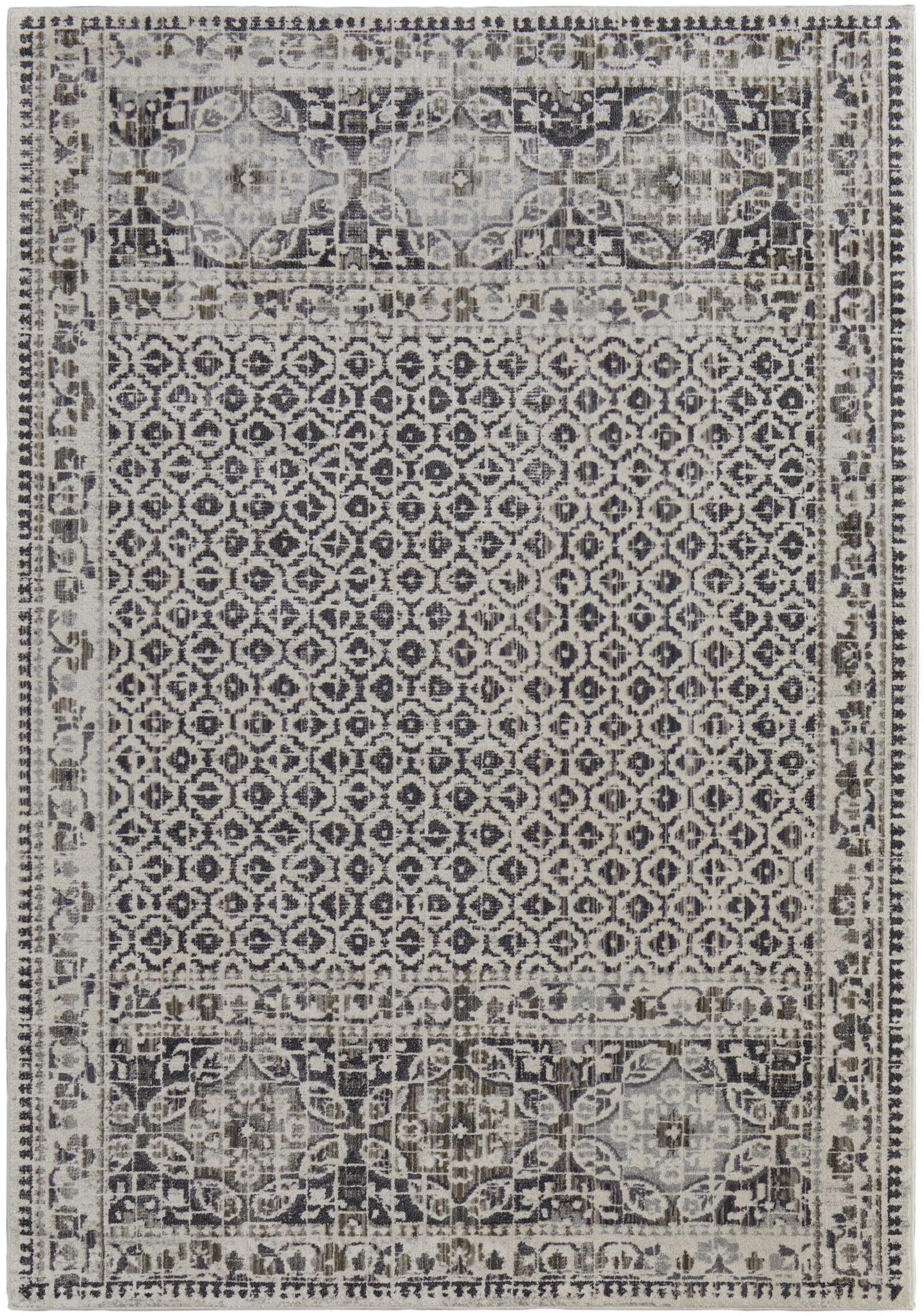 Kano Transitional Distressed Ivory/Taupe/Gray Area Rug