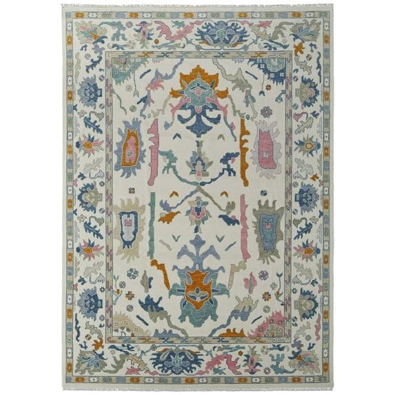 Feizy Karina Transitional Floral & Botanical, Ivory/Blue/Pink, 3'6" x 5'6" Accent Rug Easy Care Stain Resistant Fade Resistant Bohemian & Eclectic Bordered Design Carpet for Living Dining Bed Room