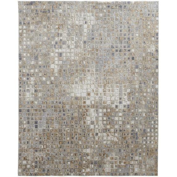 Laina Transitional Geometric Tan/Ivory/Blue Area Rug