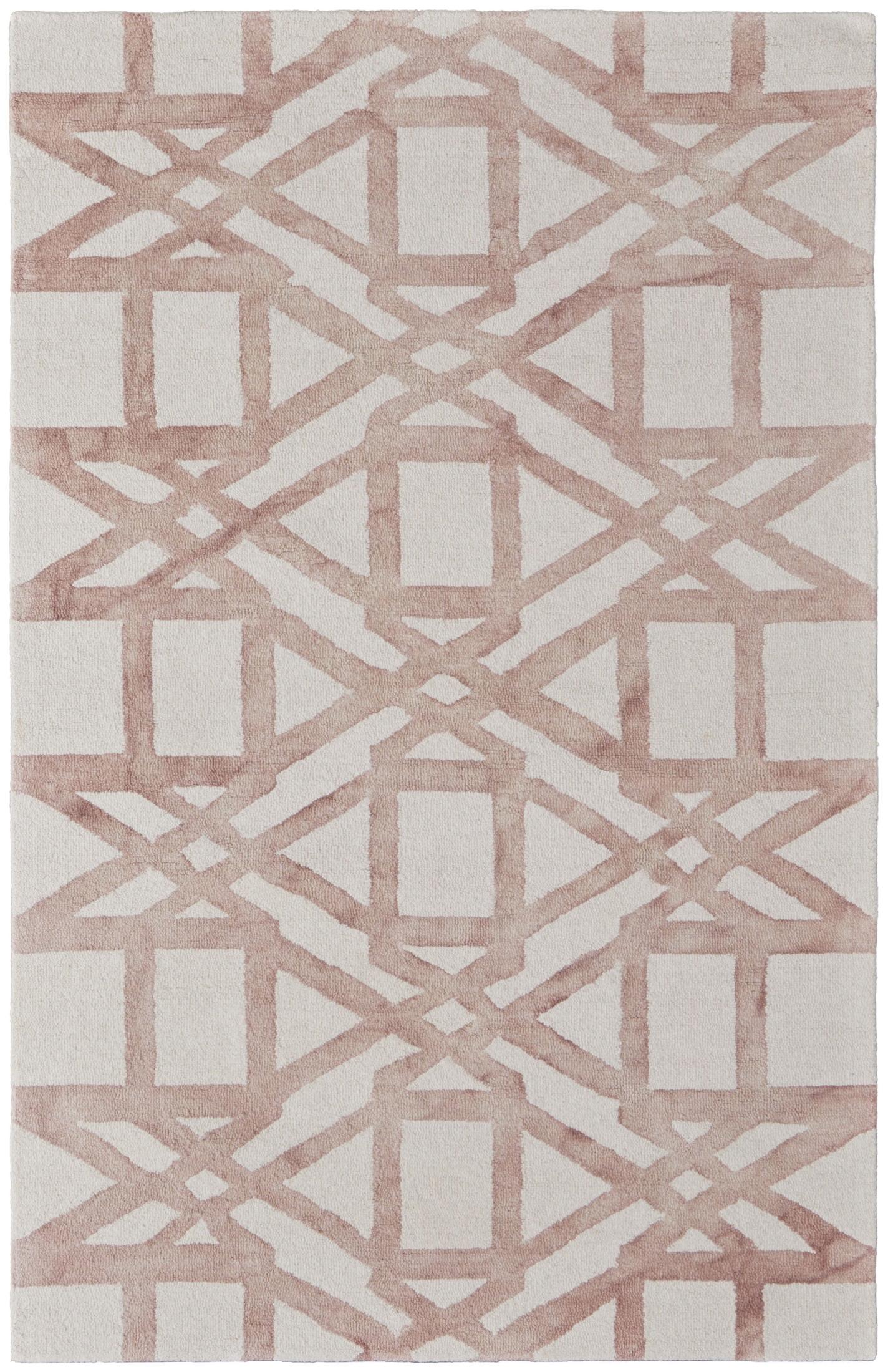 Ivory Geometric Tufted Wool Accent Rug 3'6" x 5'6"