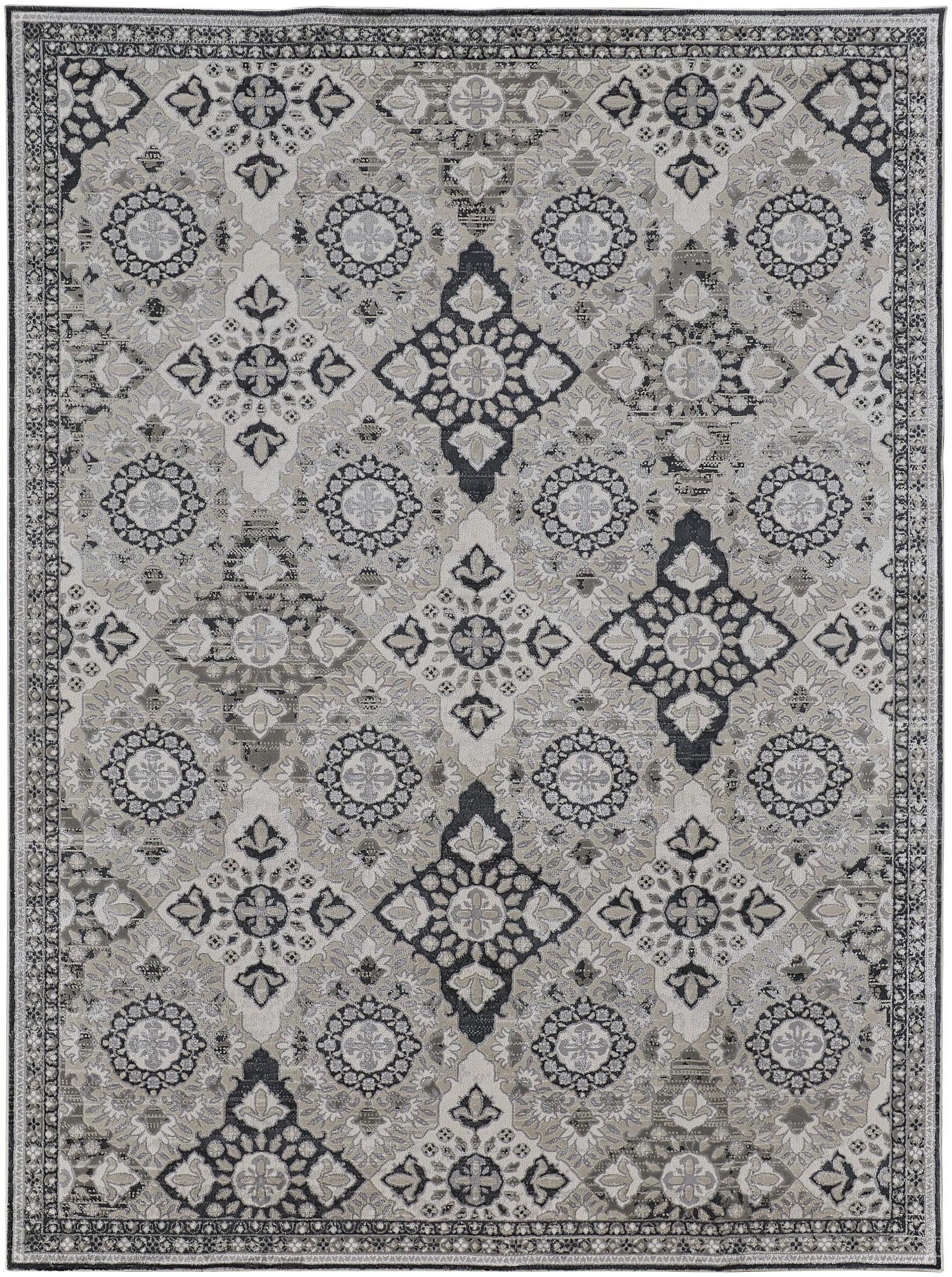 Macklaine 5' x 8' Black and Gray Synthetic Area Rug