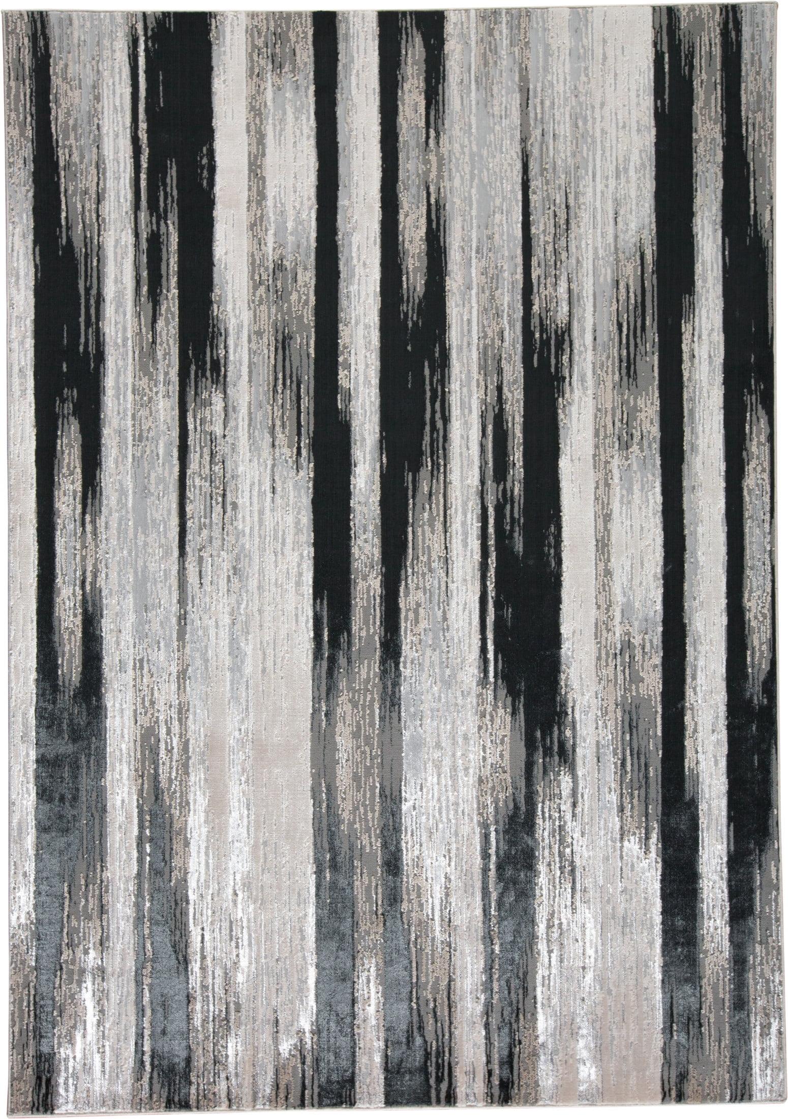 Micah Modern Abstract Black/Silver/Gray Area Rug