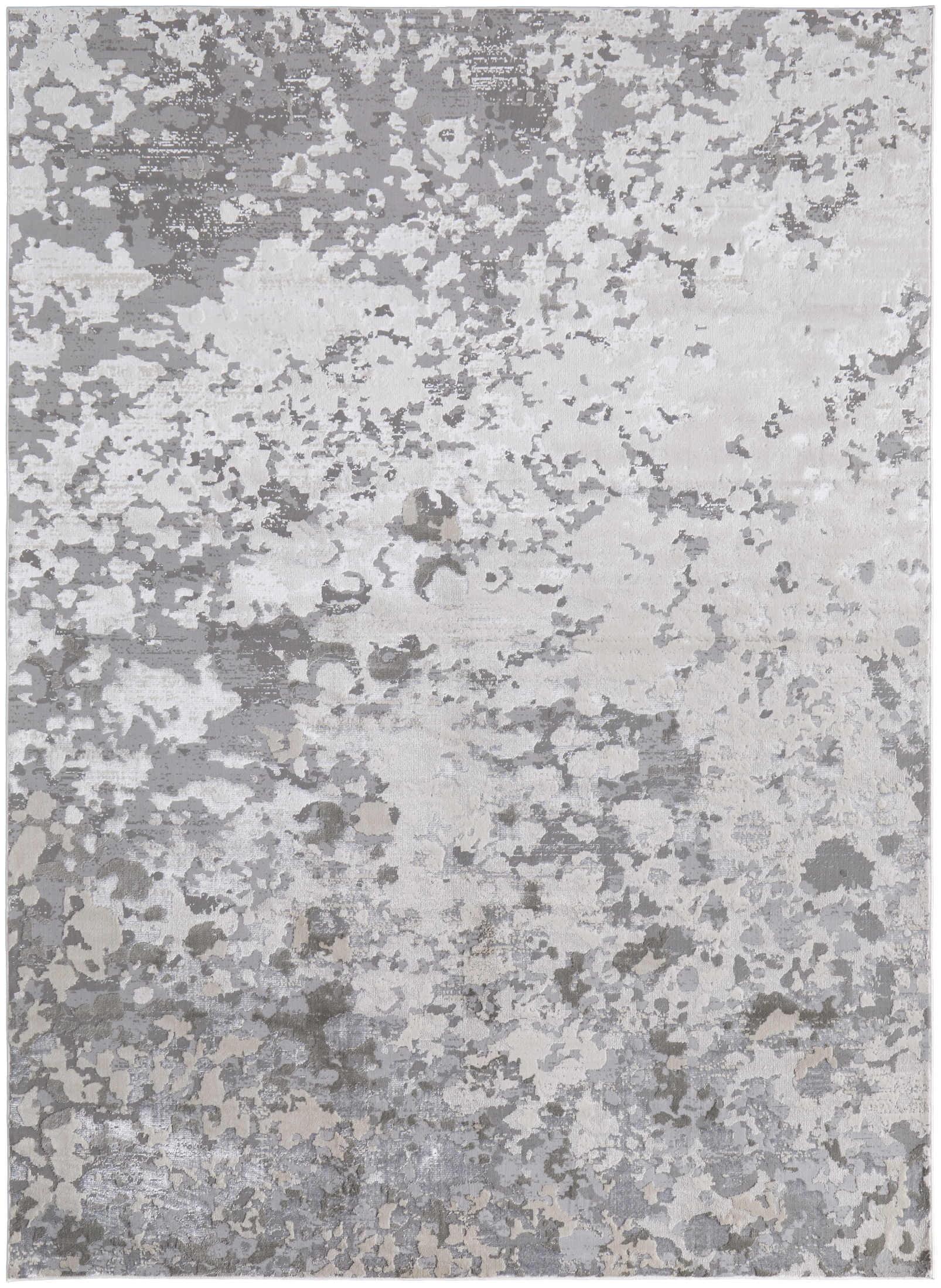 Feizy Micah Modern Abstract, Silver/Gray/White, 6'7" x 9'6" Area Rug Sheen Stain Resistant Fade Resistant Industrial Watercolor Design Carpet for Living Dining Bed Room