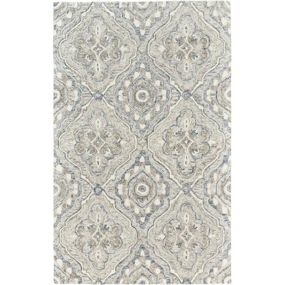Feizy Rhett Transitional Medallion, Taupe/Blue/Gray, 8' x 10' Area Rug Easy Care Stain Resistant Kid Friendly Classic Geometric Design Carpet for Living Dining Bed Room