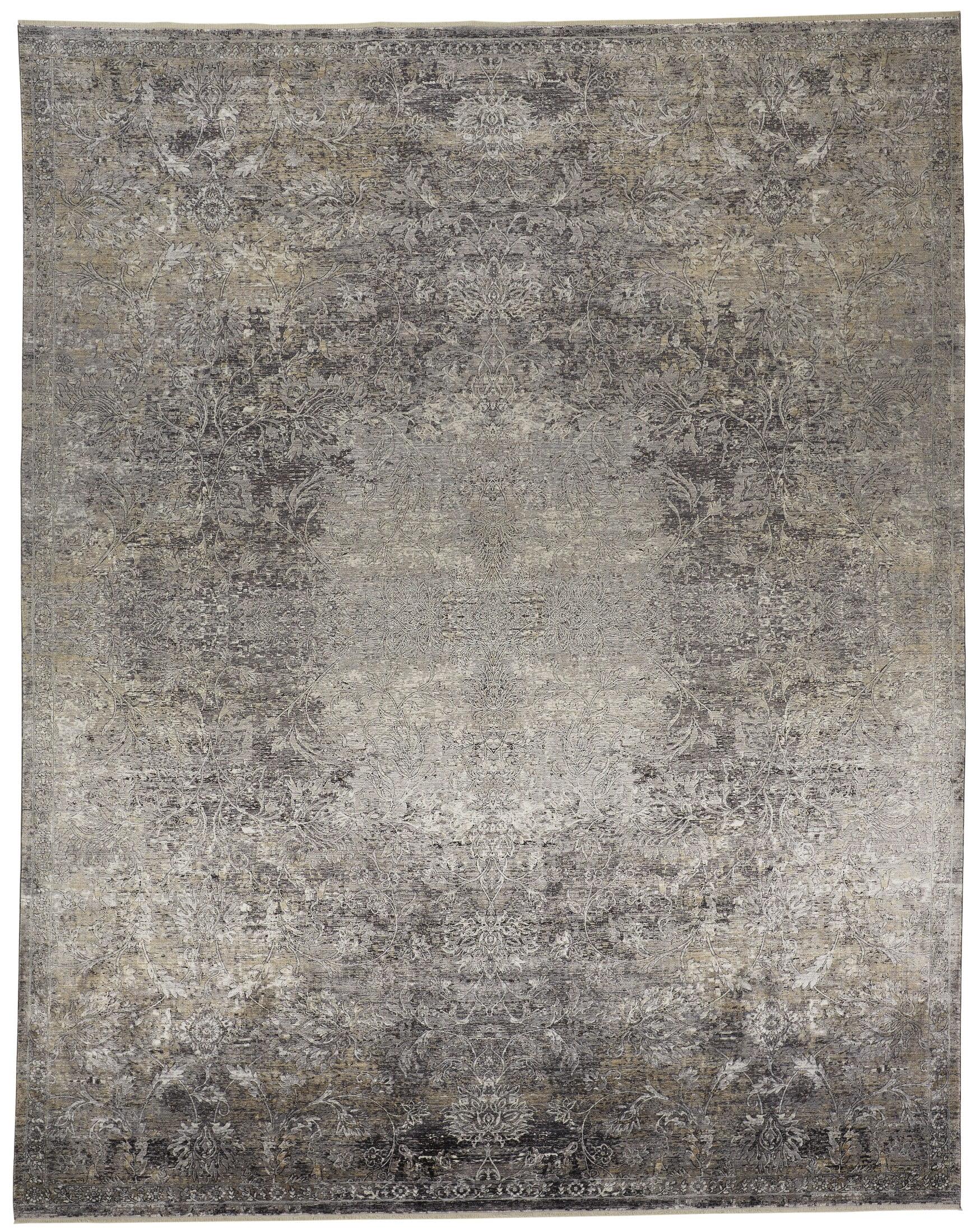 Ivory Elegance 4'x5'3" Medallion Viscose Area Rug