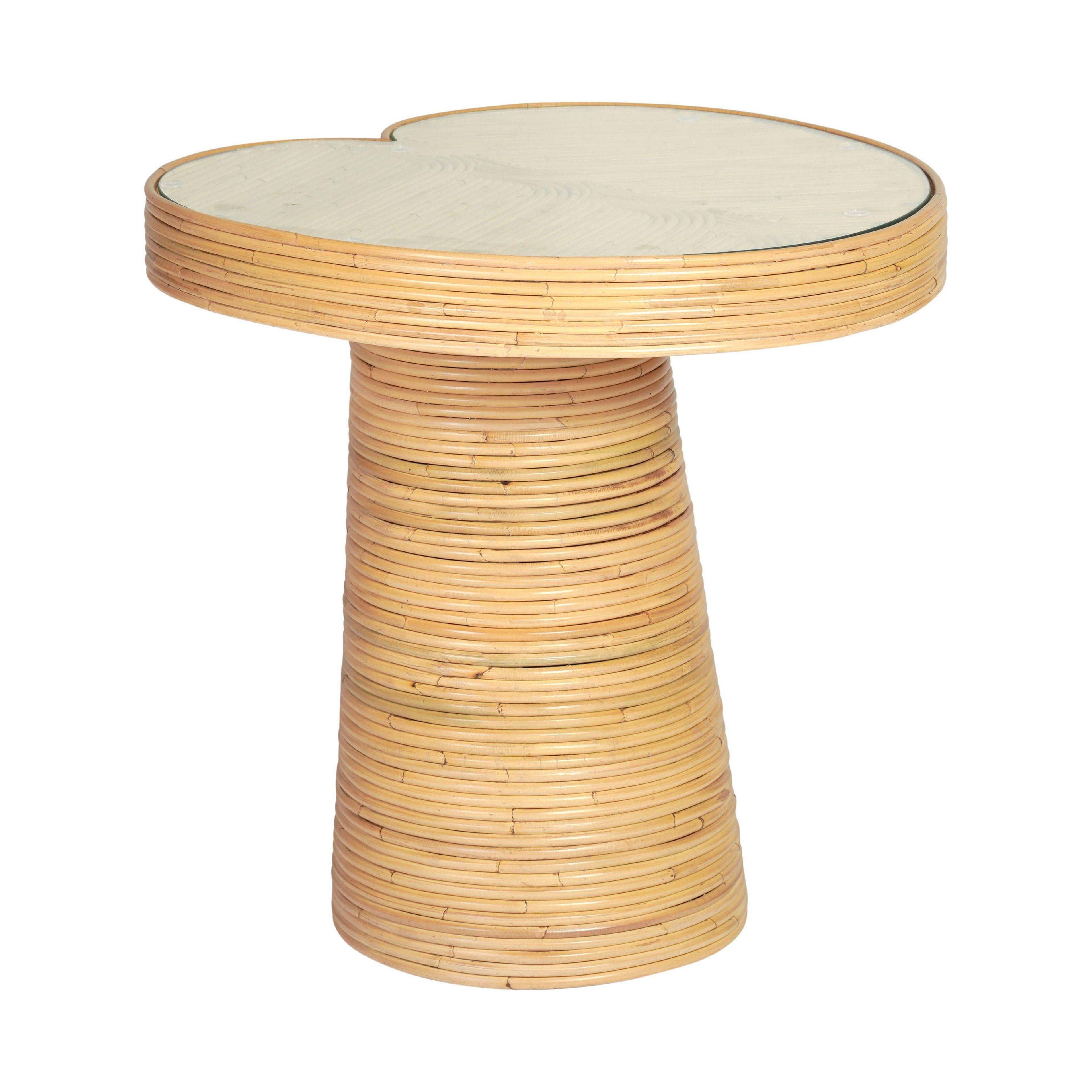 Felicia Light Wood and Glass Lilypad Side Table