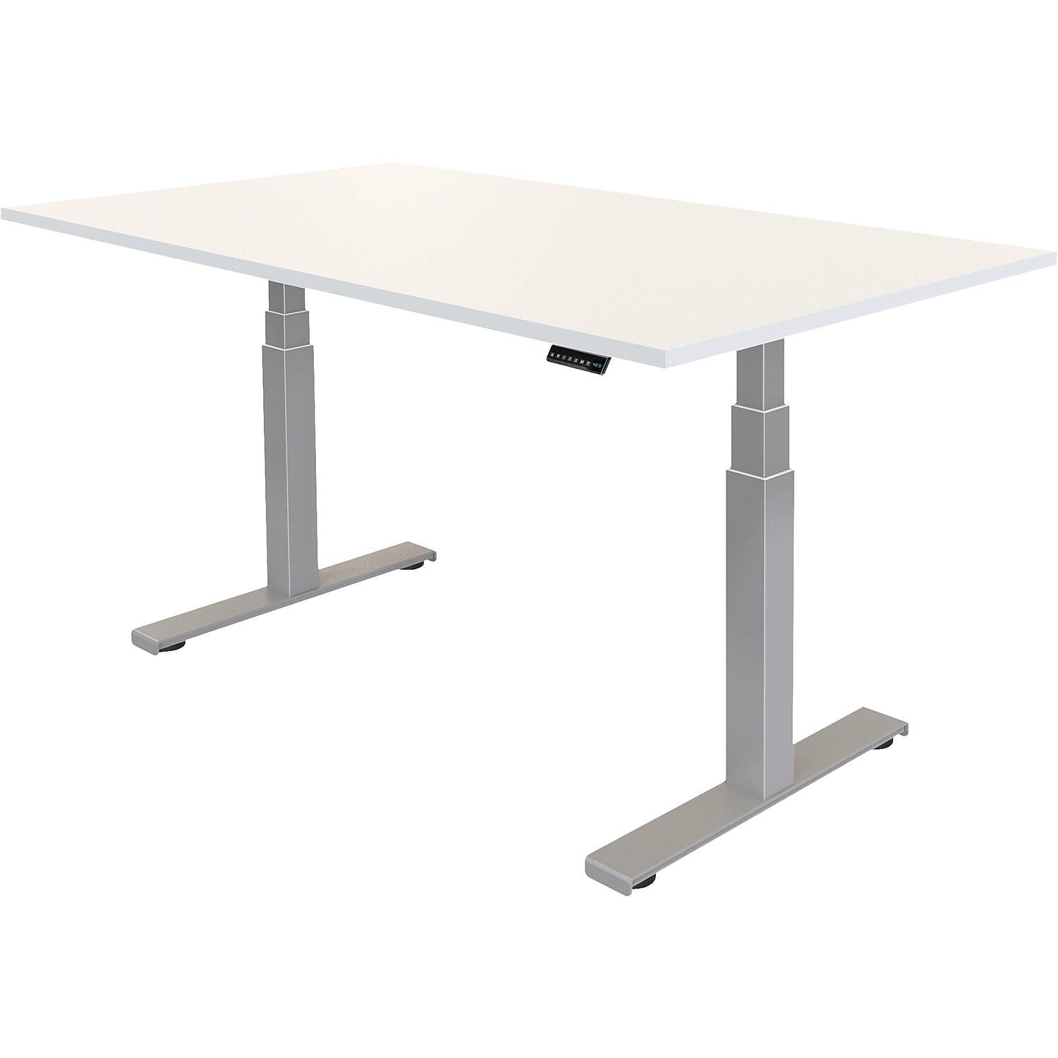 59.8" x 30" White Steel Motorized Adjustable Sit/Stand Desk