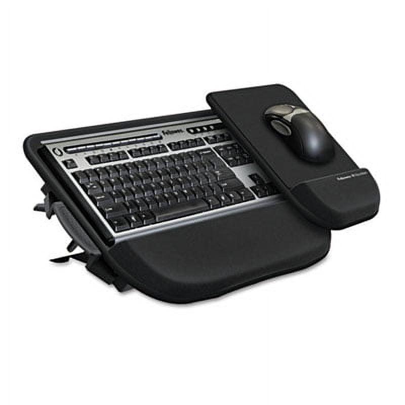 Adjustable Black Fiberboard Keyboard and Mouse Platform with Wrist Pillow