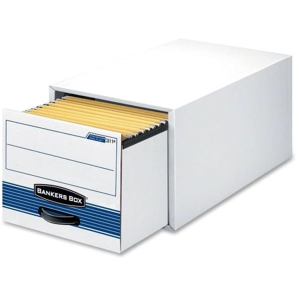 Bankers Box STOR/DRAWER STEEL PLUS Extra Space-Savings Storage Drawers, Letter Files, 14" x 25.5" x 11.5", White/Blue, 6/Carton