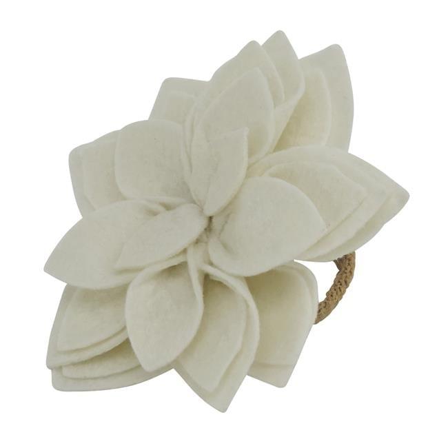 Flower: 100% Felt - Ring: 100% Jute Napkin Ring (Set of 4)