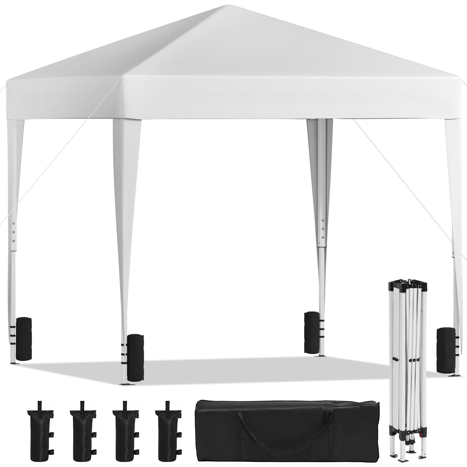 White 10' x 10' Pop-Up Canopy Tent with Steel Frame