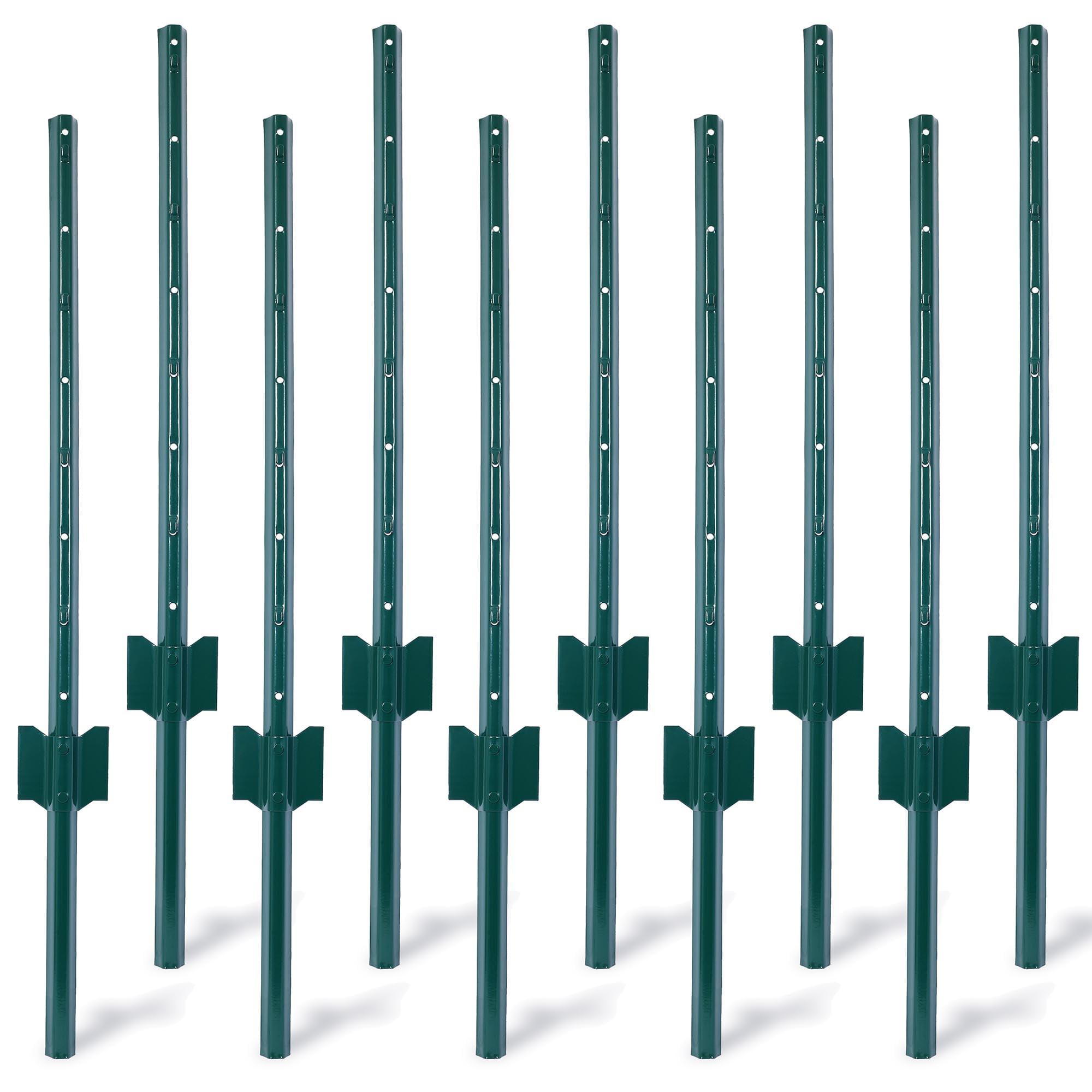 Fence Posts 3Feet - 10Pack, Heavy Duty Metal Fence Post with U-Channel, Steel Fence U-Post for Holding Garden Wire Fence, Corner Anchor Posts etc.