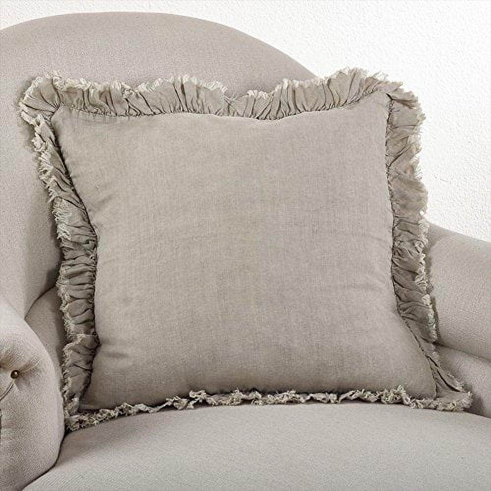 Saro Leona Collection Ruffled Linen Reversible Throw Pillow