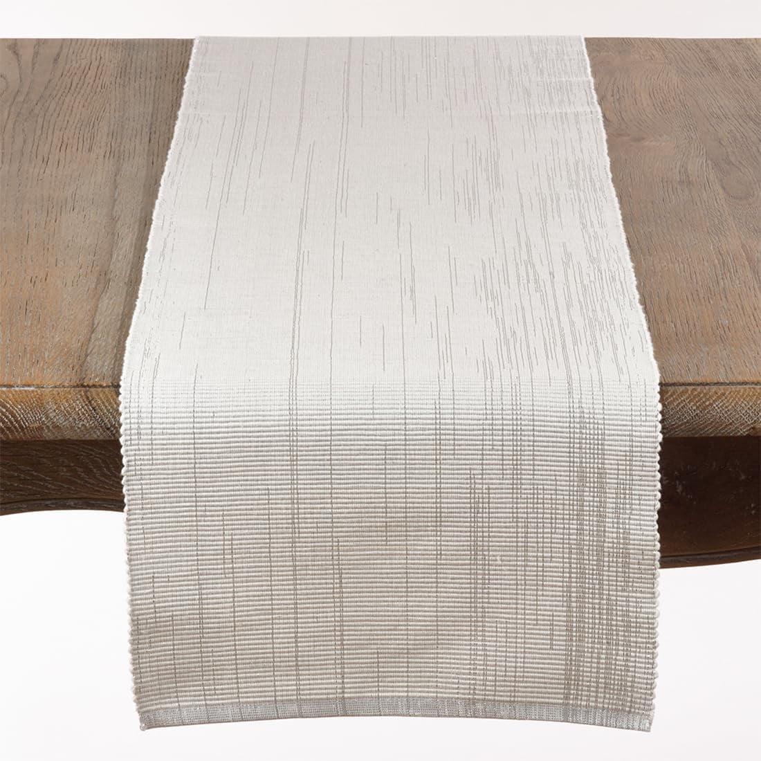 Shimmering White Ribbed Cotton Table Runner