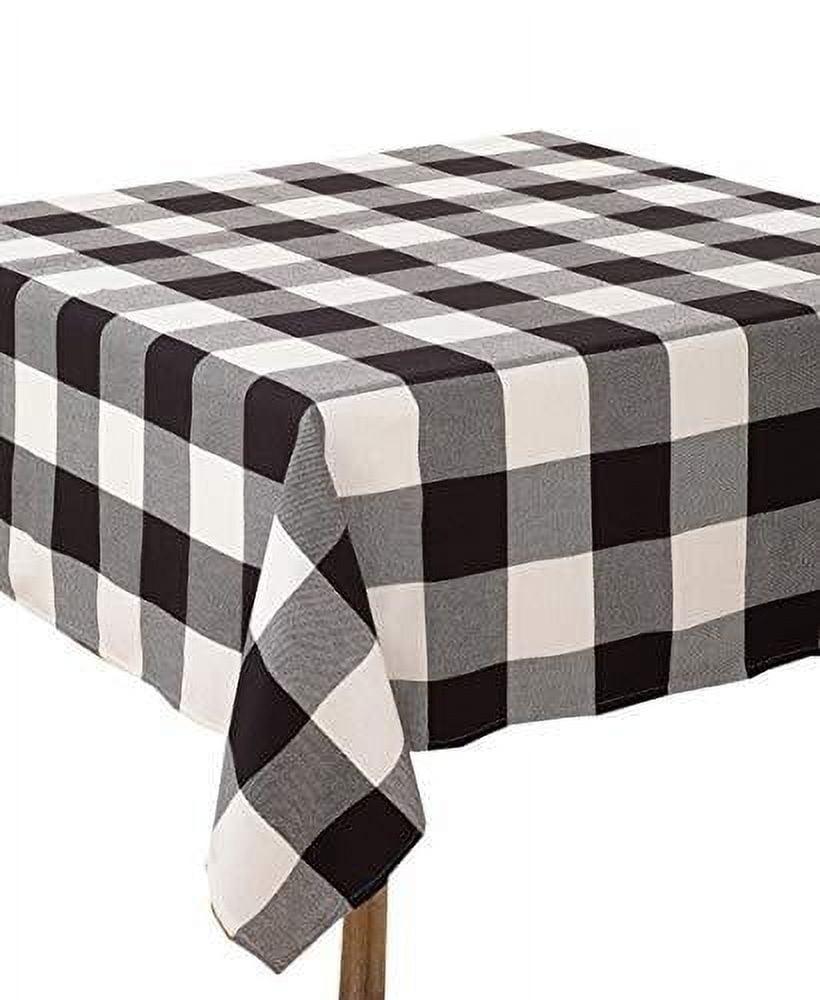 Saro Lifestyle Buffalo Plaid Cotton Blend Tablecloth, Black, 70" x 70"