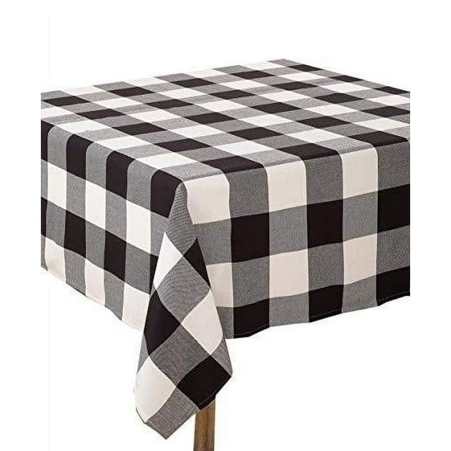 Saro Lifestyle Buffalo Plaid Cotton Blend Tablecloth, Black, 70" x 70"