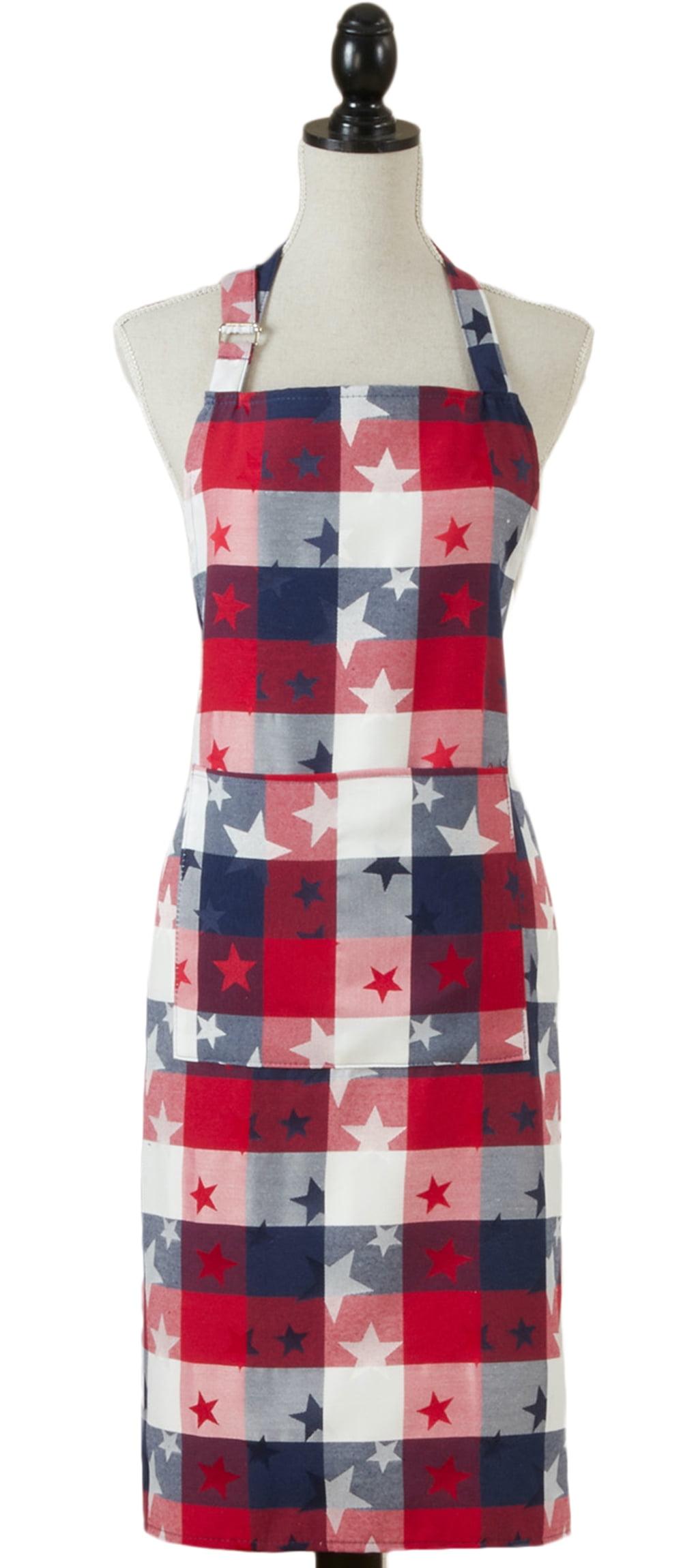 Americana Checkered Cotton Blend Apron with Stars