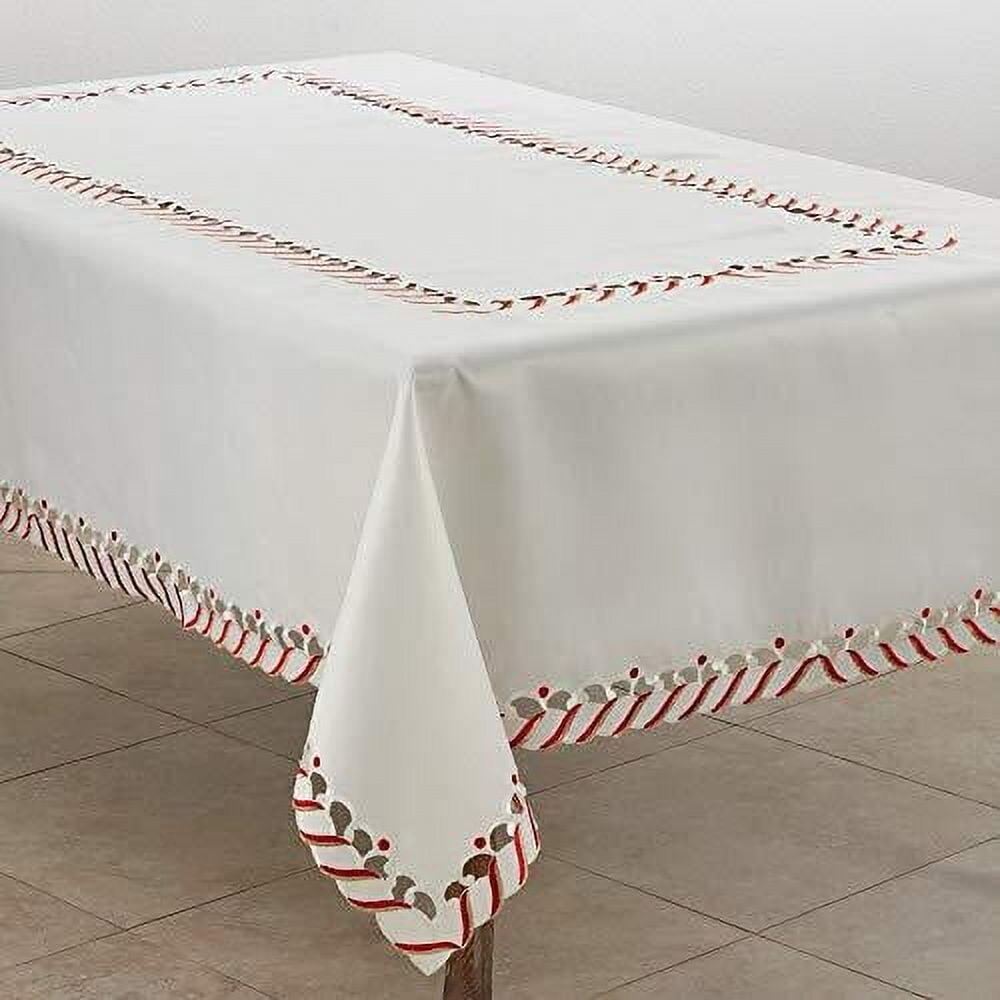 Saro Lifestyle Candy Cane Design Holiday Christmas Tablecloth