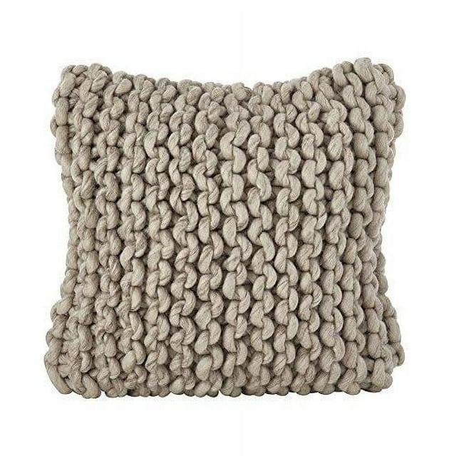 Saro Lifestyle 551.I18SP 18 in. Chunky Cable Knit Design Wool Poly Filled Throw Pillow, Ivory