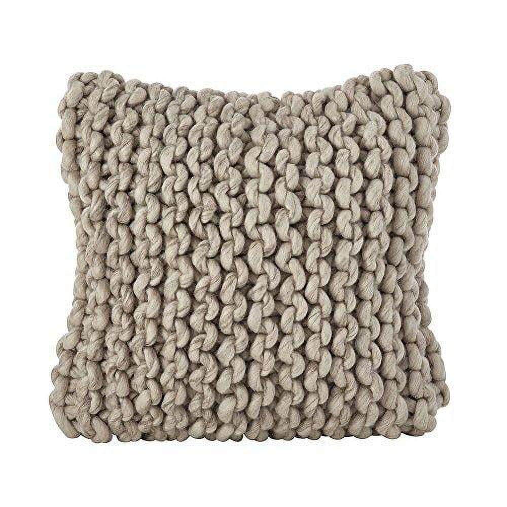 Saro Lifestyle 551.I18SP 18 in. Chunky Cable Knit Design Wool Poly Filled Throw Pillow, Ivory