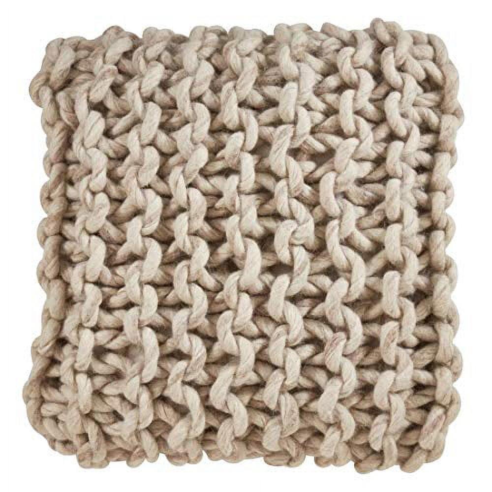 Saro Lifestyle 551.I18SP 18 in. Chunky Cable Knit Design Wool Poly Filled Throw Pillow, Ivory