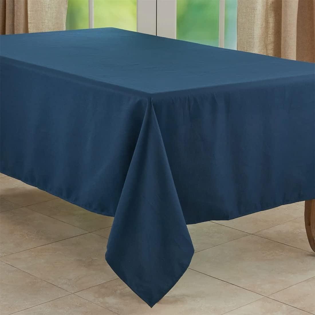 Saro Lifestyle Solid Color Everyday Tablecloth, Navy Blue, 65" x 120"