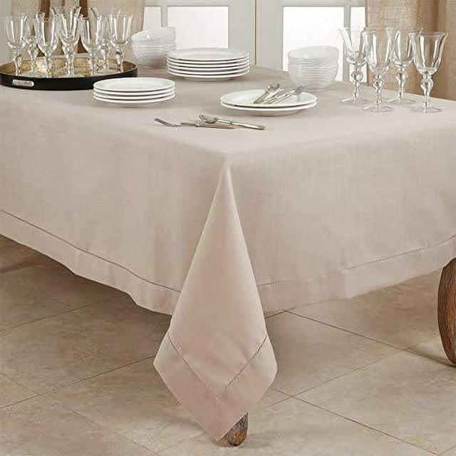 Saro Lifestyle Tablecloth With Hemstitch Border Design, 70"x140", Brown