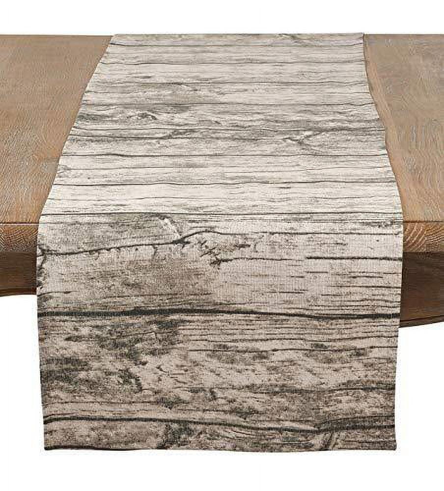 Rustic Wood Grain Cotton Polyester Table Runner