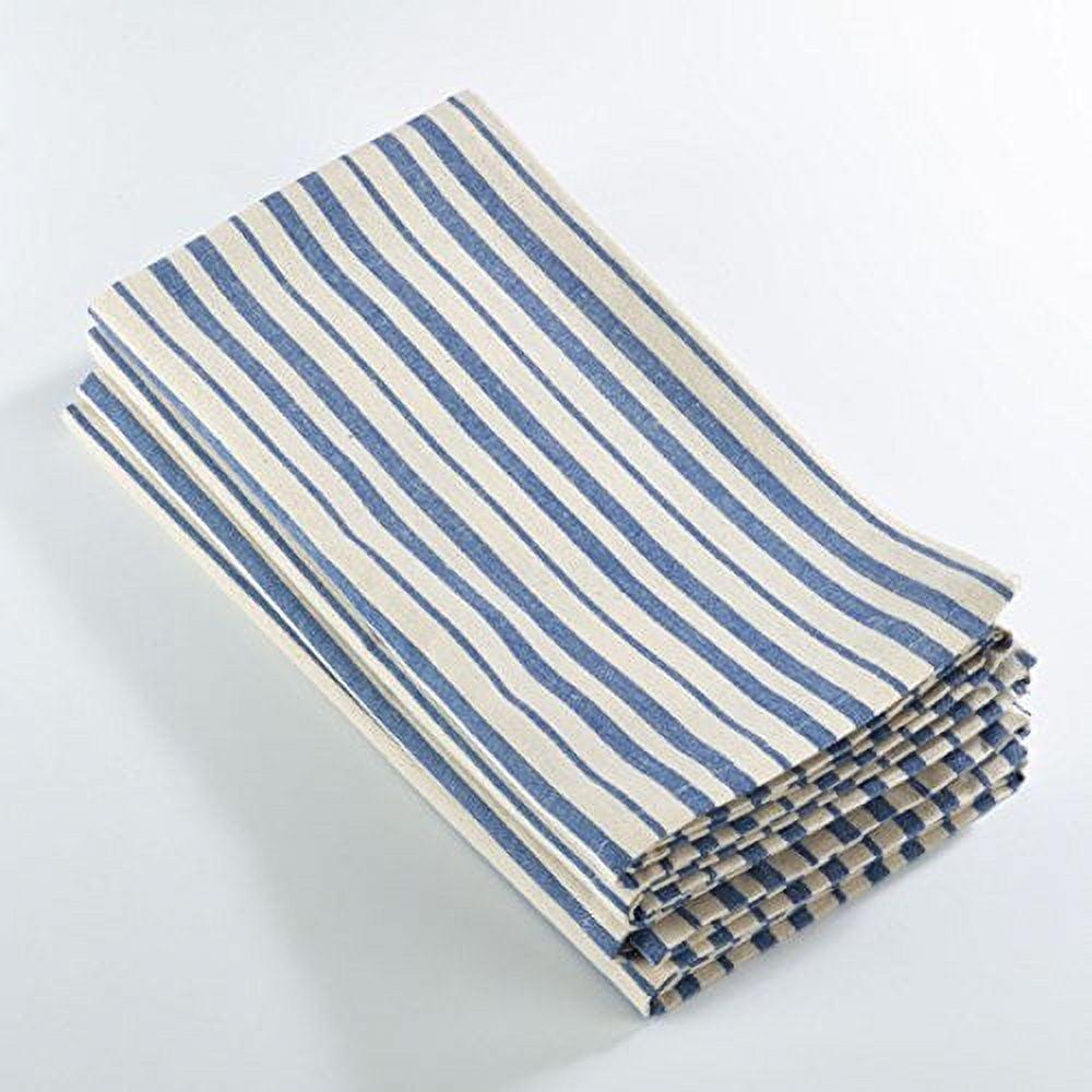 Dauphine Blue Striped Cotton Dinner Napkins, Set of 4, 20"