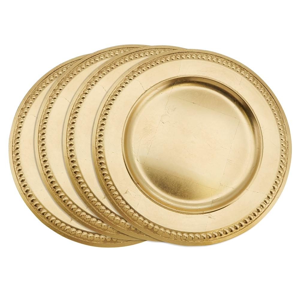 Saro Lifestyle Dots Design Charger Plate (Set of 4), Gold, 14" Round