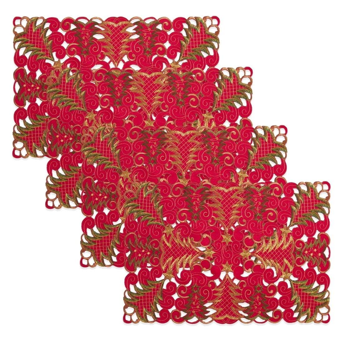 Saro Lifestyle Christmas Tree Cutwork Placemat (Set of 4)