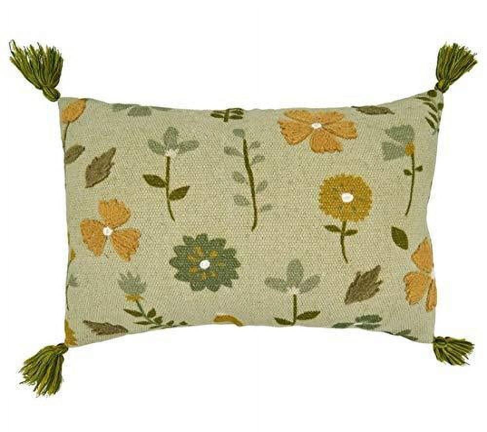 Saro Blossom Collection Floral Cotton Throw Pillow