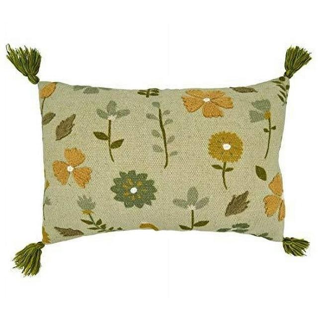 Saro Blossom Collection Floral Cotton Throw Pillow