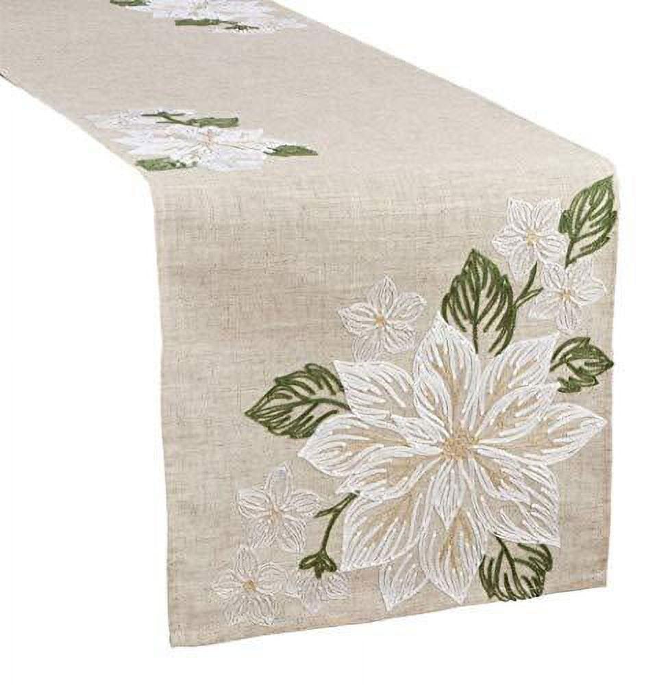 Saro Lifestyle Embroidered Flowers Design Runner, Brown, 16" x 70"