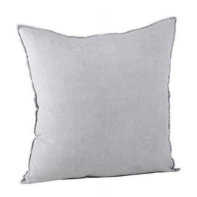 20"x20" Oversize Fringed Design Linen Square Throw Pillow Gray - Saro Lifestyle: Woven Texture, Duck Feather Filled, Zippered