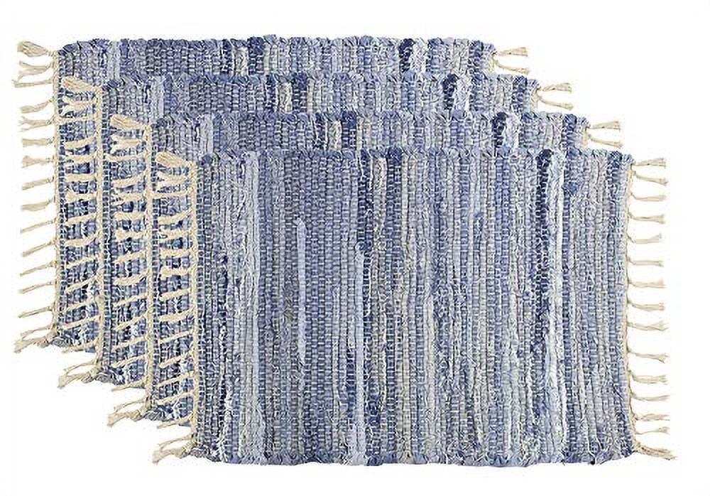 Denim Blue Cotton Chindi 14x20 Inch Placemats, Set of 4