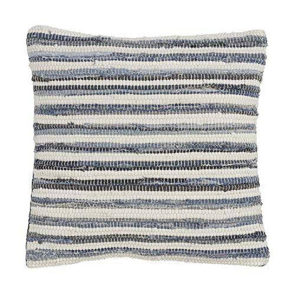 Denim Stripes Modern 18" Cotton Square Throw Pillow