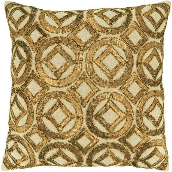 Saro Adelaide Design Sequined Cotton Throw Pillow