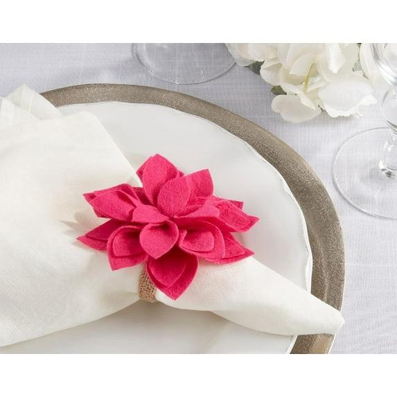Saro Napkin Ring Collection Flower: 100% Felt - Ring: 100% Jute Napkin Ring (Set of 4)