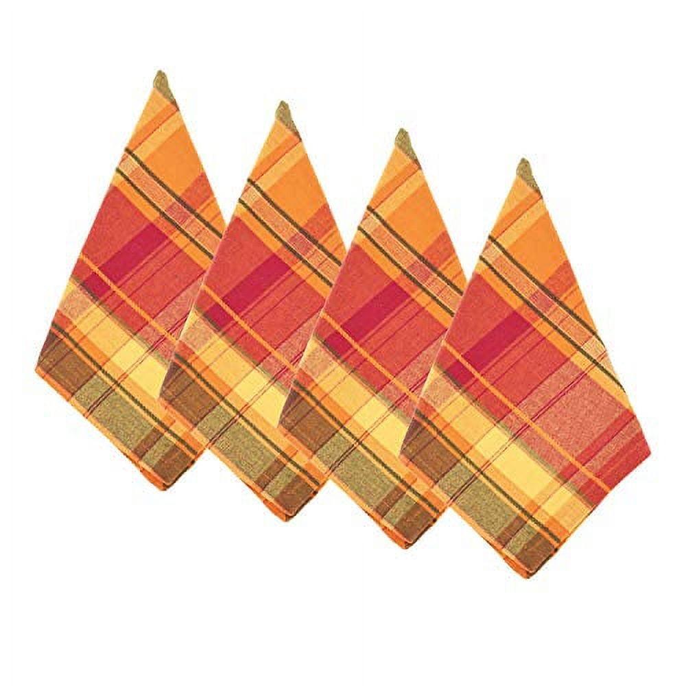 Harvest Plaid Terracotta Cotton 20"x20" Dinner Napkins, Set Of 4