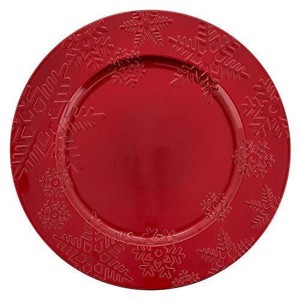 Red Plastic Snowflake Design Christmas Charger Plates Set of 4