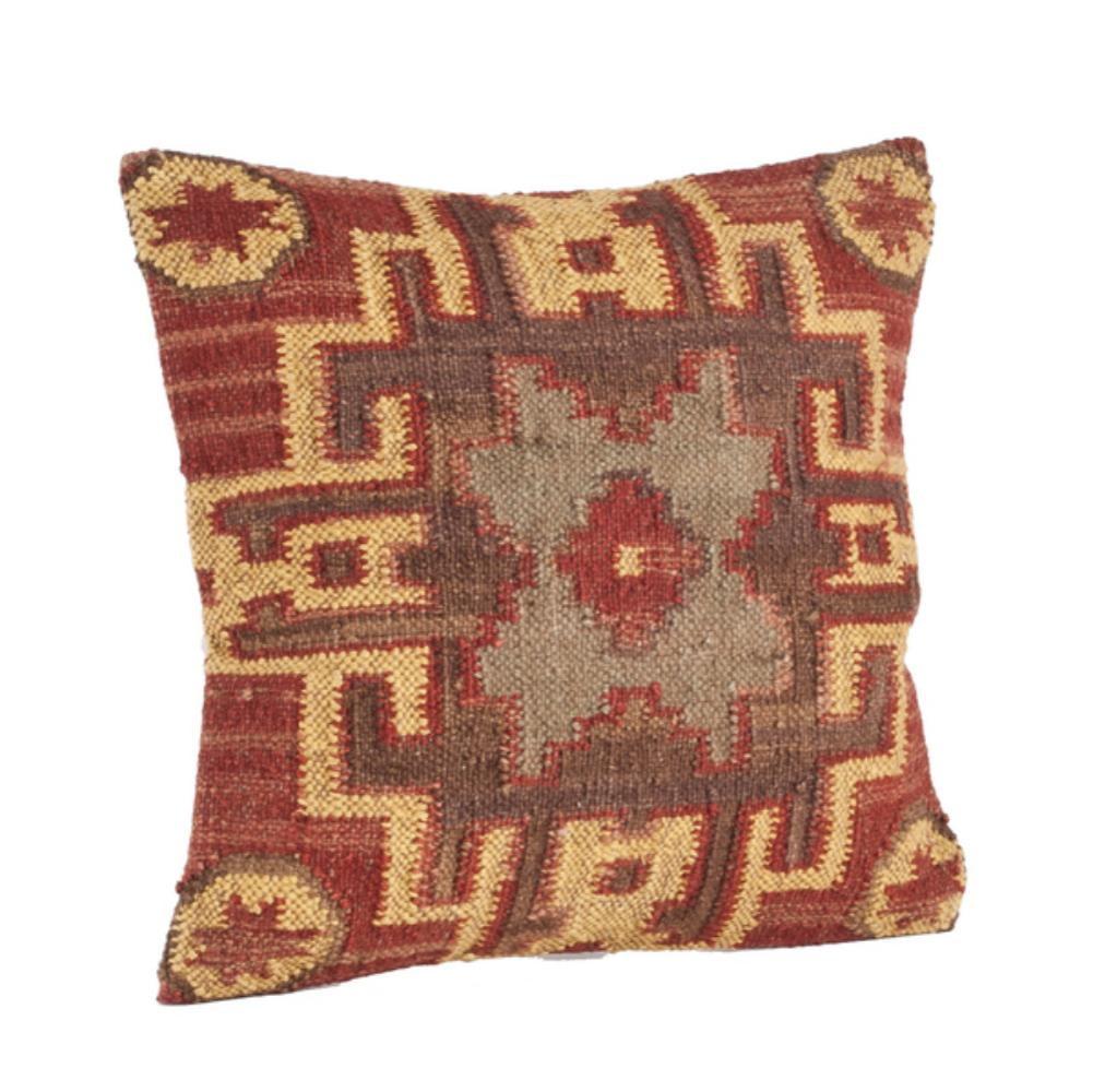 Saro Kilim Pillow Collection Wool Blend Reversible Throw Pillow