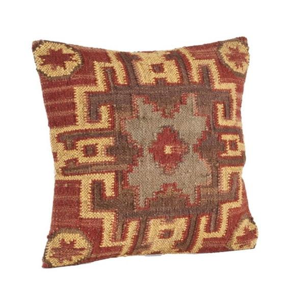 Saro Kilim Pillow Collection Wool Blend Reversible Throw Pillow