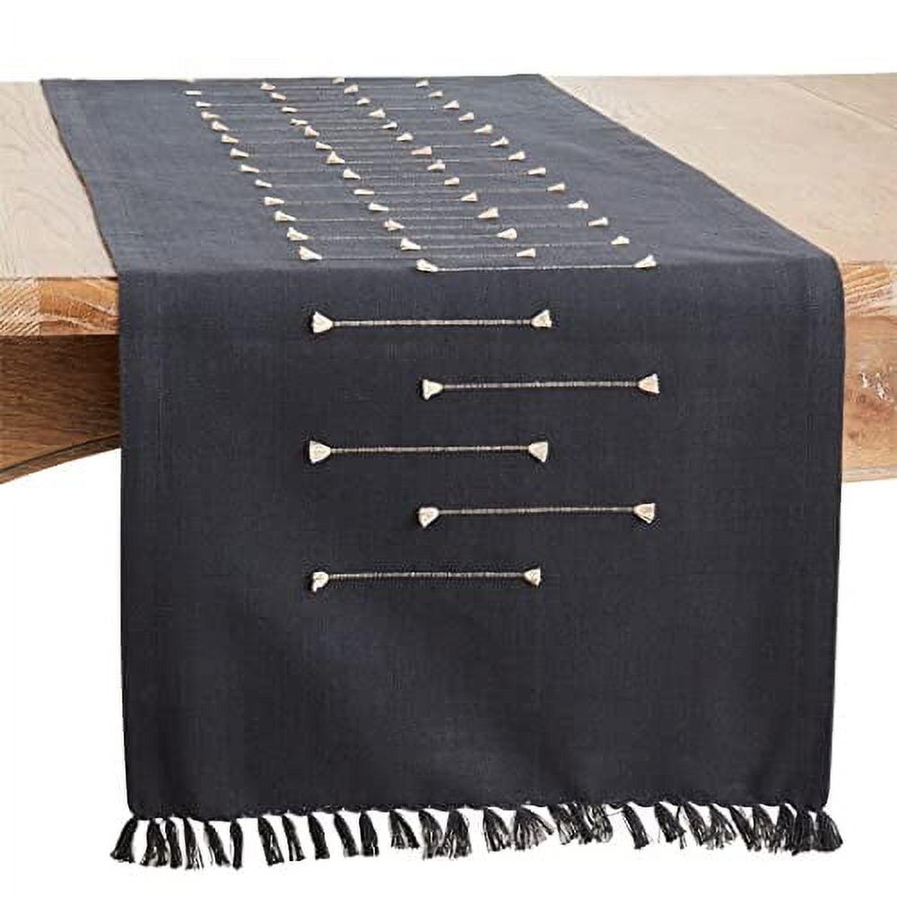 Saro Lifestyle Table Runner With Fringe Line Design