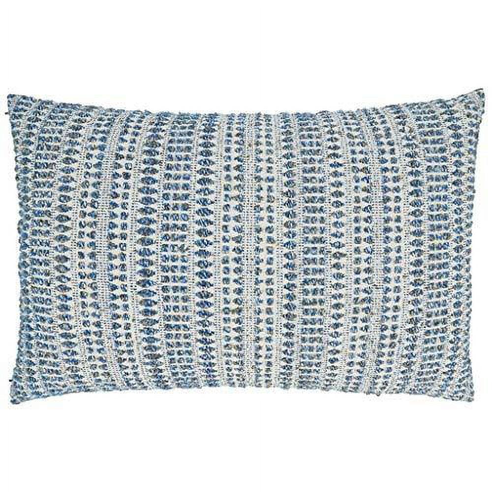Saro Lifestyle Woven Line Throw Pillow With Down Filling, Blue, 16" x 24"
