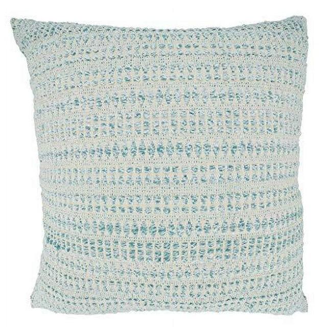 Fennco Styles Modern Woven Line Decorative Throw Pillow Cover 22" W x 22" L - Aqua Cushion Case for Home, Couch, Living Room, Bedroom and Office Décor