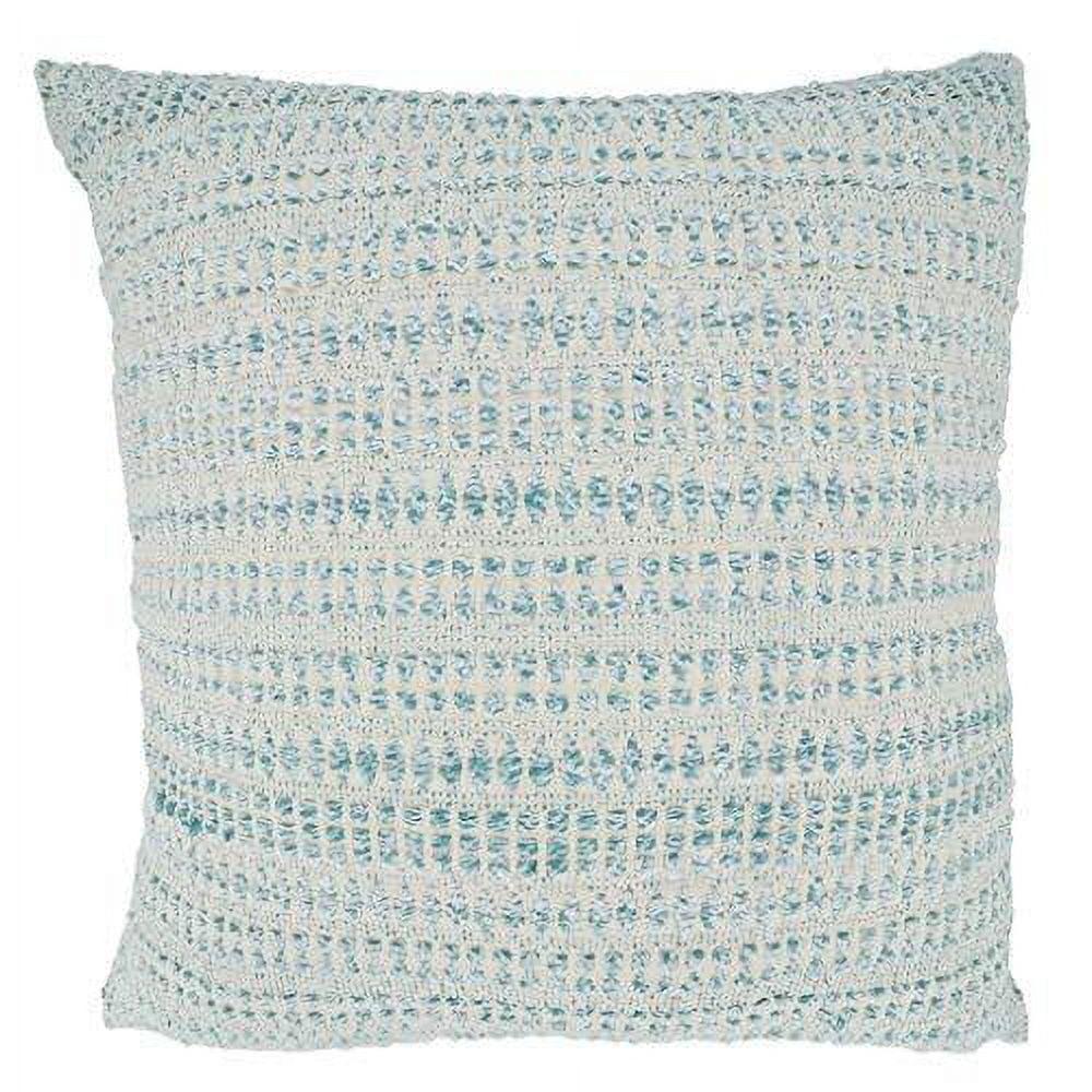 Fennco Styles Modern Woven Line Decorative Throw Pillow Cover 22" W x 22" L - Aqua Cushion Case for Home, Couch, Living Room, Bedroom and Office Décor